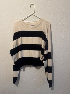 No Boundaries Black and Cream Striped Sweater